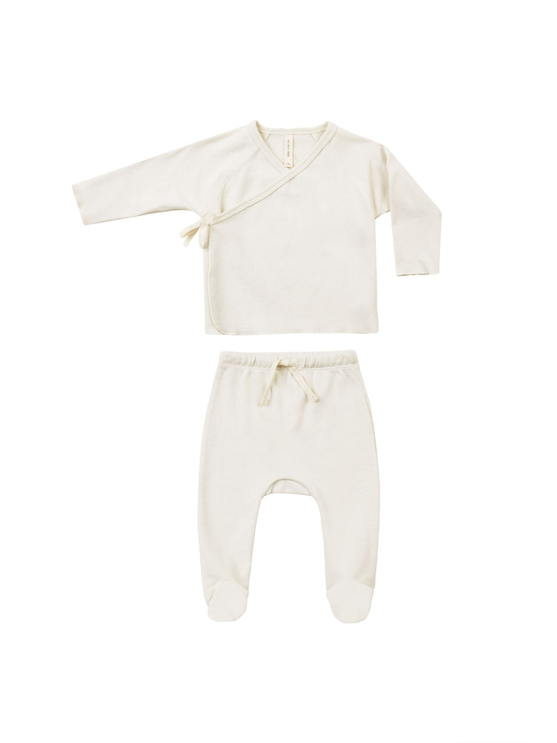 Wrap Top & Footed Pant Set - Ivory