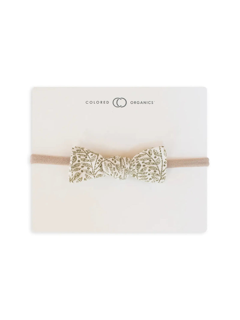 Organic Baby Dainty Bow Headband - Fern + Ivory