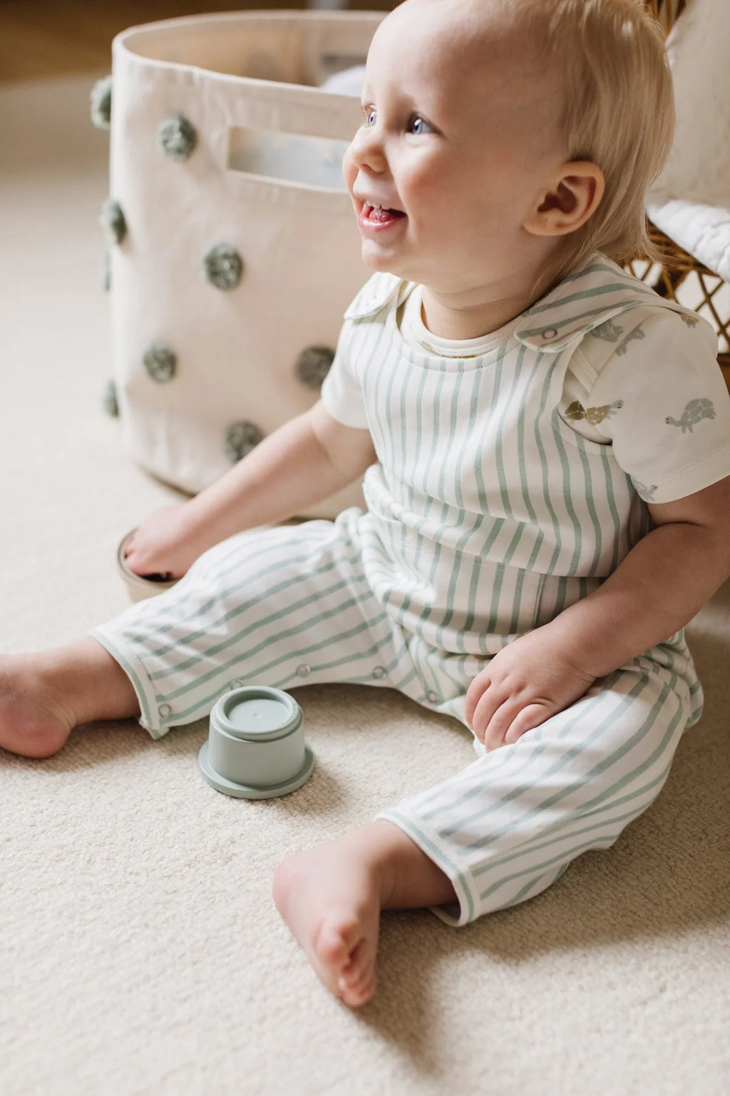 Organic Cotton Overall - Sea - Chicke