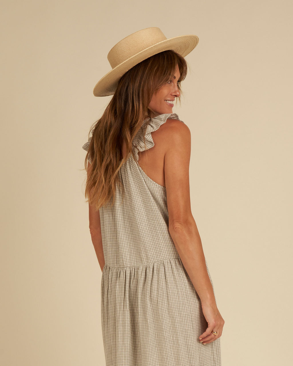 Abbie Tiered Maxi - Sage GIngham