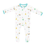 Bamboo Zippered Footie - Cloud Party