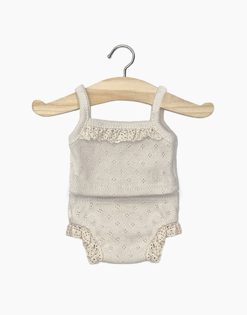 Doll Sleeveless Bodysuit - Dotted Cotton and Lace