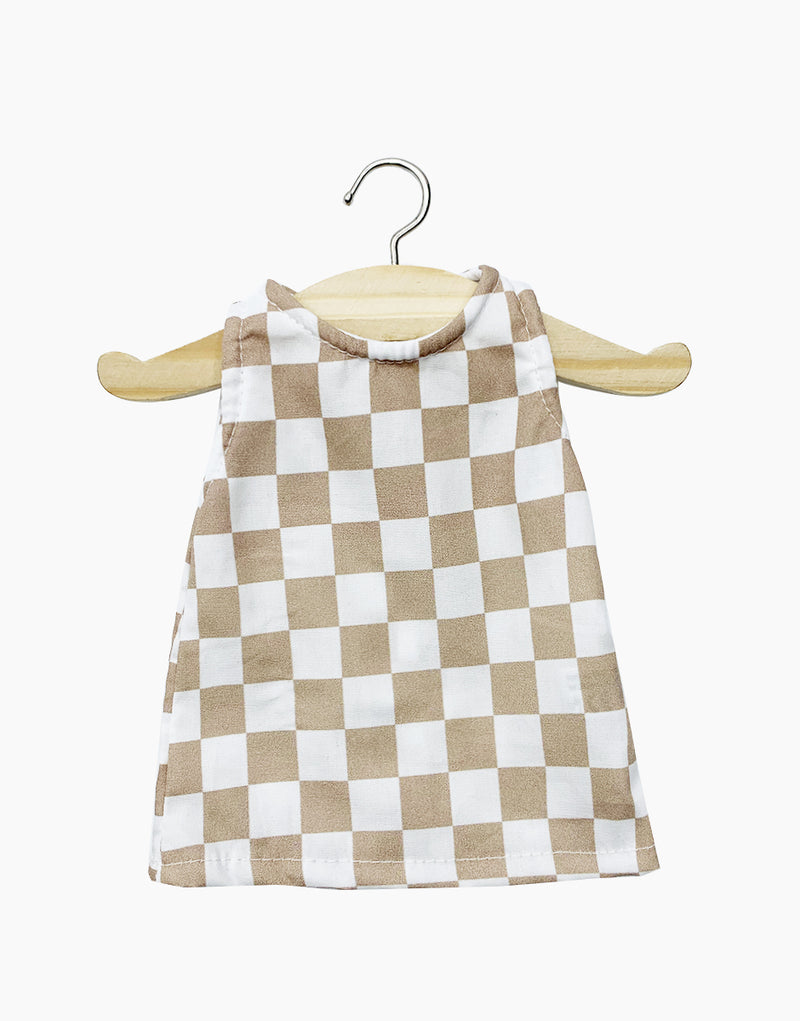 Doll Dress - Beige and White Checker