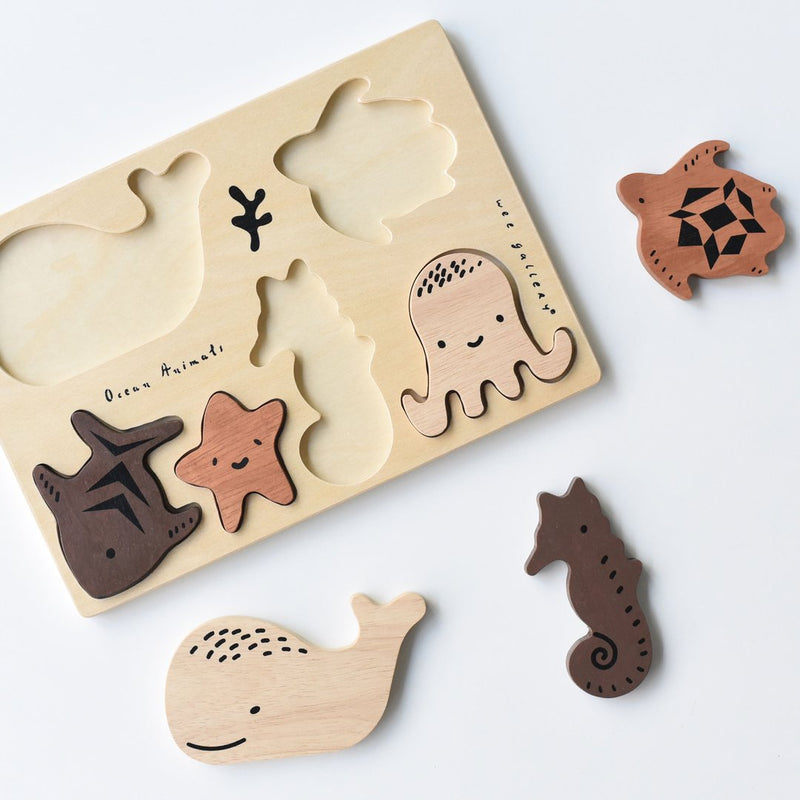 Wooden Tray Puzzle - Ocean Animals - Chicke